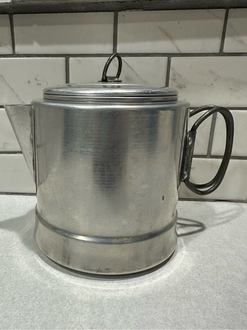 Vintage Mirro Aluminum Coffee Pot – USA Made – Metal Teapot with Lid & Handle